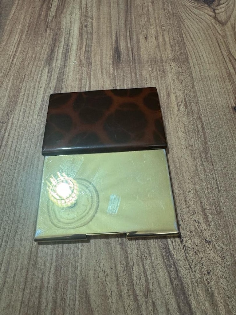 Vintage / Retro Kaplumbağa Kabuğu Desenli Metal Kartvizitlik - 4