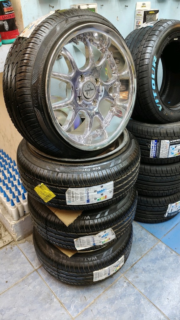 16 inç keskin kt3 krom jant lastik sıfır set 195/40/16 hepsi 9/9 ofset - 2