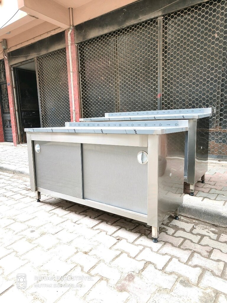 160 cm krom çalışma tezgahı krom tezgah endüstriyel hazır mutfak tezga - 14