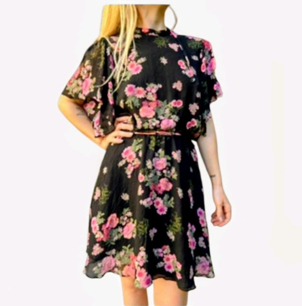 Zara Çiçek Desenli Şifon Elbise - 8