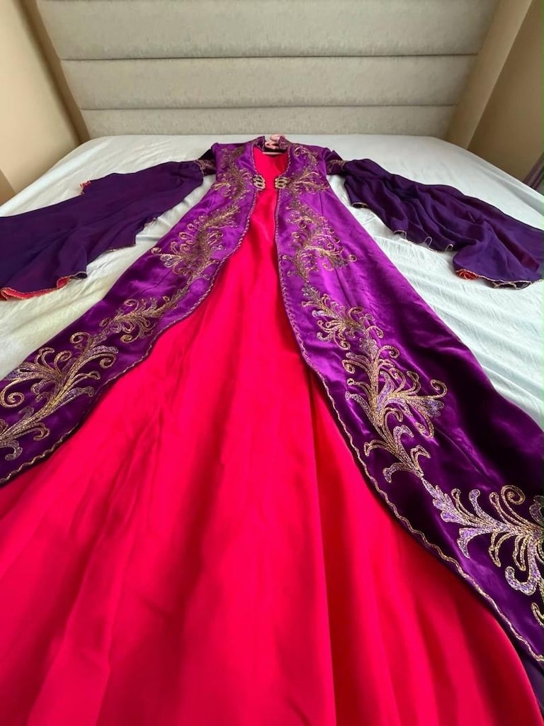ÖZEL DİKİM MOR KADİFE KAFTAN KINA ELBİSESİ - 4