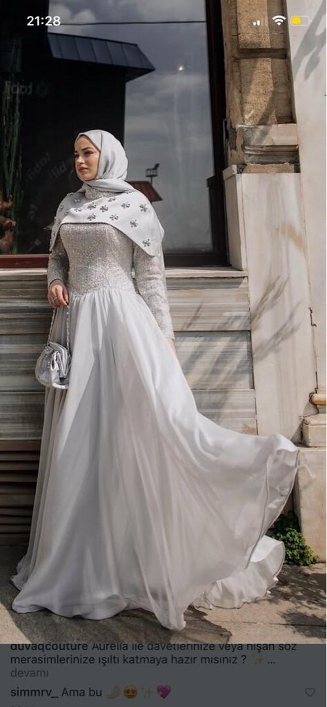 Gümüş Renk Tesettür Elbise - 2
