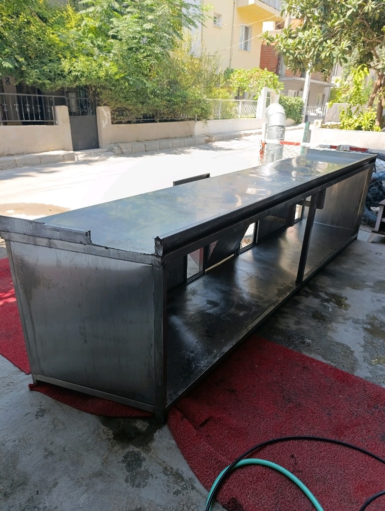 3.5m krom tezgah krom çalışma tezgahı çalışma bankosu raflı kapaklı - 8