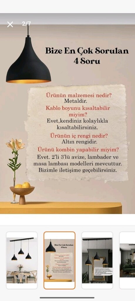 Uzun Siyah Metal Sarkıt Avize (3 lü) - 5