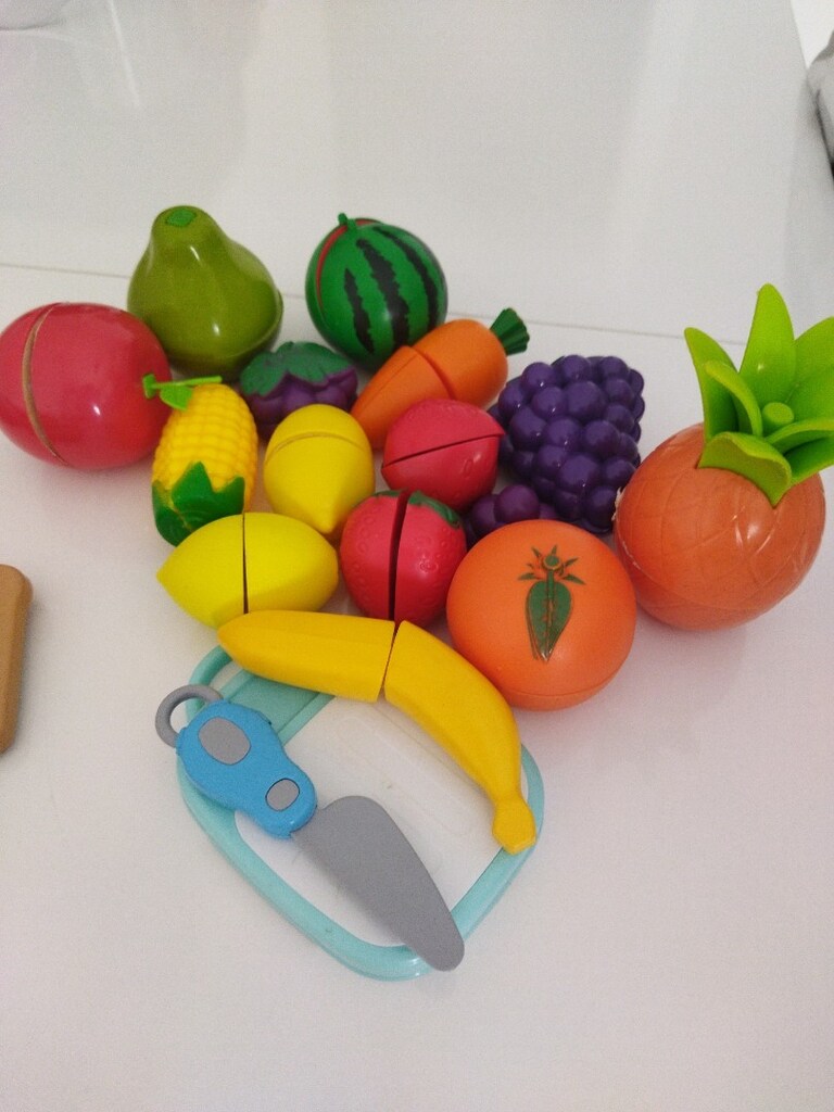 oyuncak hamburger, pizza kesilen meyve ve fincan takımı - 2