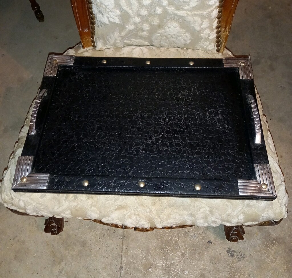 VİNTAGE METAL DETAYLI DERİ TEPSİ - 7