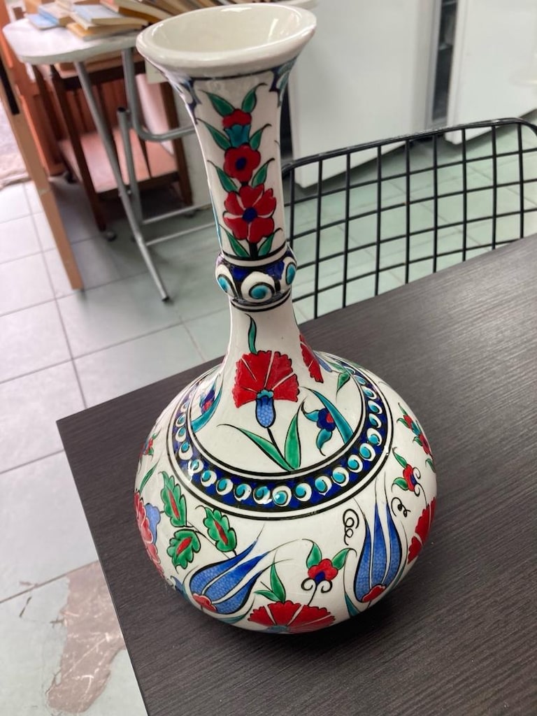 İznik çini Dekoratif Şık Ev Süsü Modern Seramik 30 cm Gözyaşı Vazo - 3