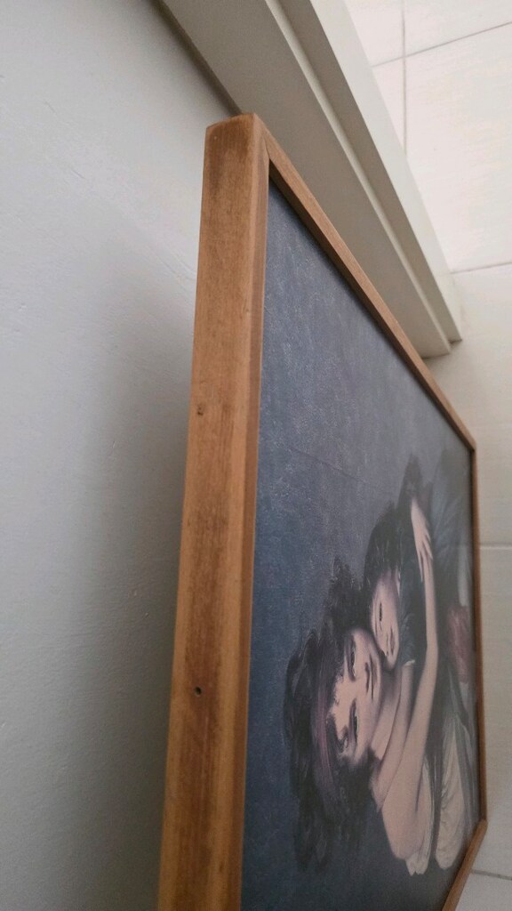 Vintage Ahşap çerçeve ve ahşap üstü sıvama tablo 52x72cm - 5