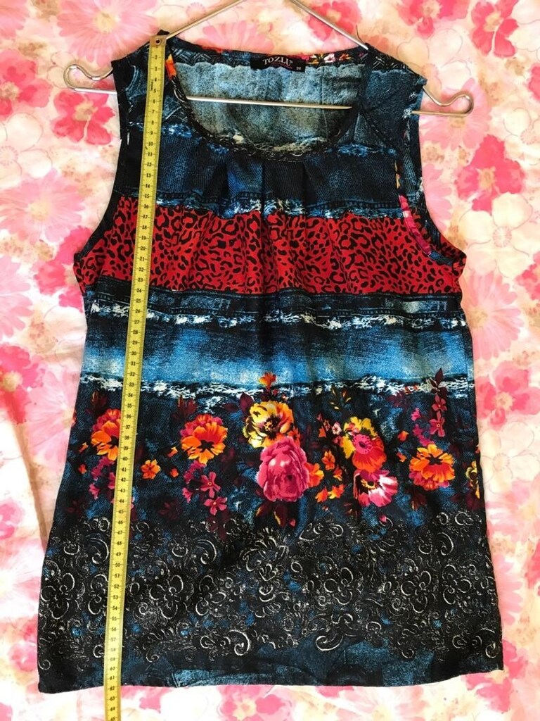 Sıfır Kol Karışık Desenli Tshirt Tişört - 4