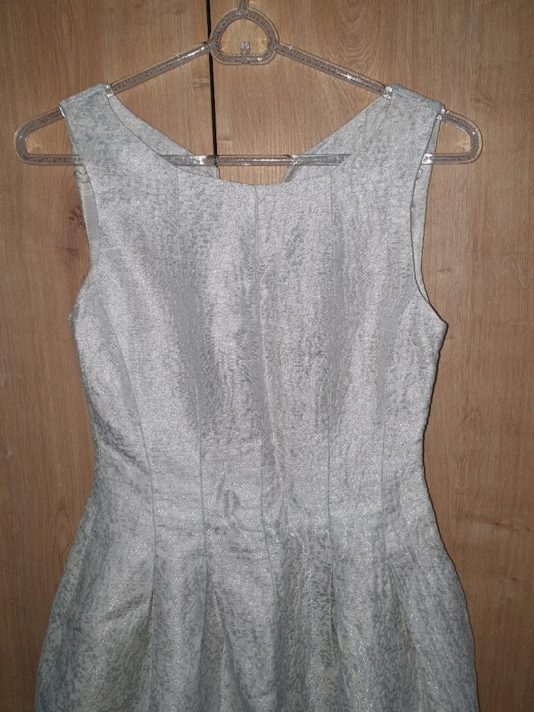 Zara Kolsuz Midi gümüş jakarlı Abiye Elbise - 6