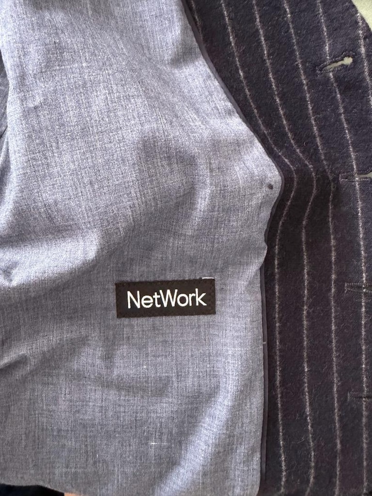 Network Lacivert Çizgili Yün Yelek I M Beden - 3