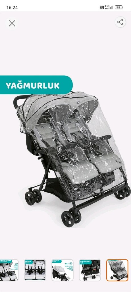 Tertemiz Kullanılmış Chicco Ohlala 2 Twin İkiz Bebek Arabası - 20