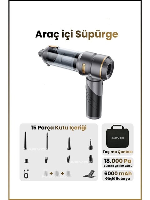 Bagajon Harvox 18.000 Pa Güçlü Profesyonel Araç Süpürgesi I6000 mAh