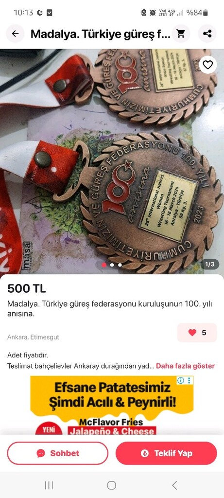 Madalya. Açıklama 2. resimde var. Adet fiyatıdır. - 2