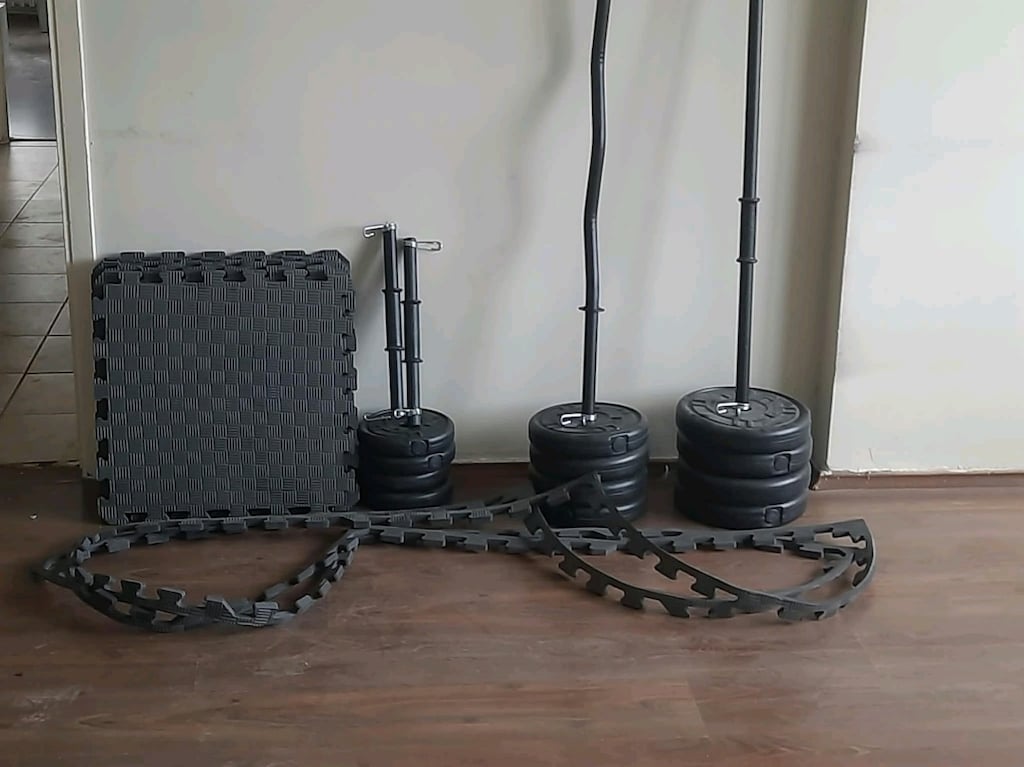 Ev Tipi Ağırlık Seti + Z Bar + Dambıl Barı + Zemin Matı - 3