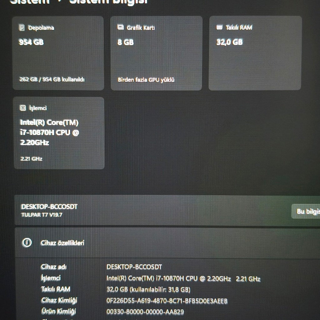 MONSTER / 32 RAM / 1 TB SSD / 8 GB RTX2070 / 144 HZ / İ7 İŞLEMCİ - 7
