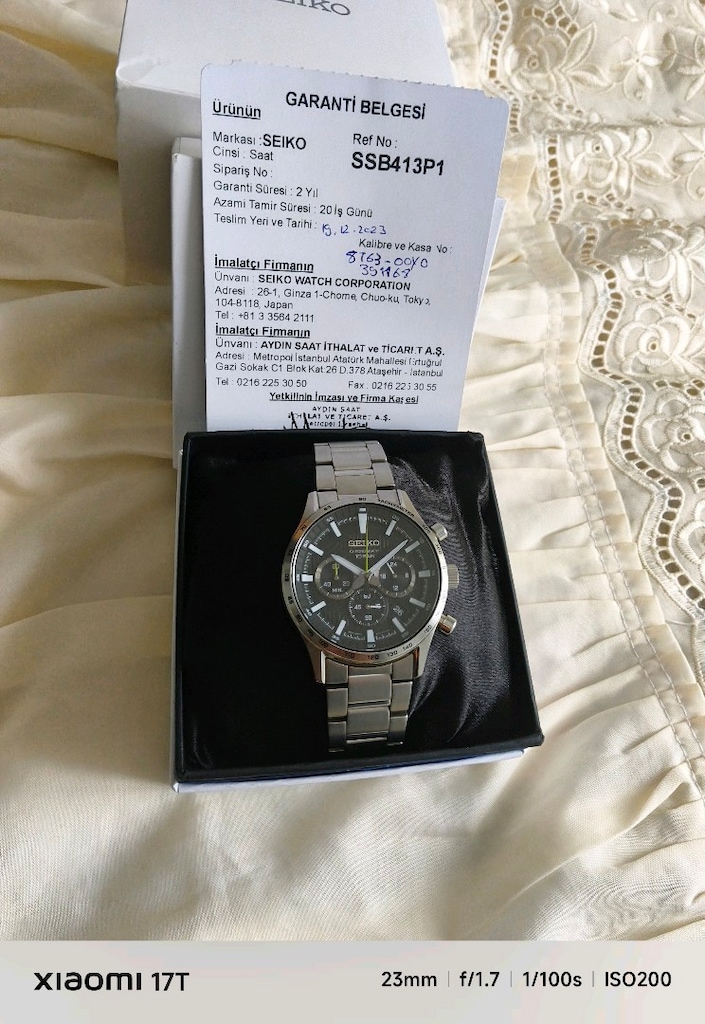 Seiko SSB413P1 Model Safir Camlı Orjinal 10 ATM Su geçirmez Saat