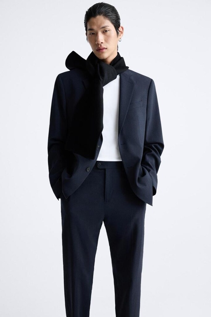 zara %100 yün çok şık lacivert blazer ceket - 6