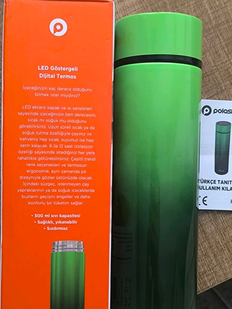 Polosmart Dijital Sıcaklık Göstergeli Dokunmatik Çelik Termos - 3