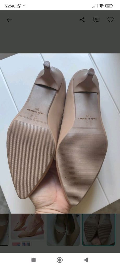NUDE BEJ DERİ minik topuk ayakkabı 36 BUTİGO ZARA MNG İNCİ ELLE - 3