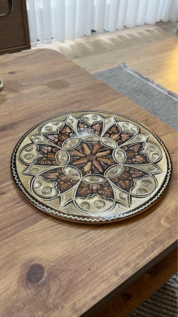 bakır işlemeli dekor tabak - 9