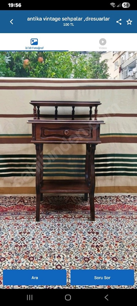 antika vintage sehpa,dresuar, vintage yemek masası takımı,yatakodasıTk - 14