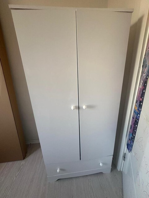Beyaz Çocuk Odası Gardırop + 3 Çekmeceli Şifonyer Takımı - Tertemiz