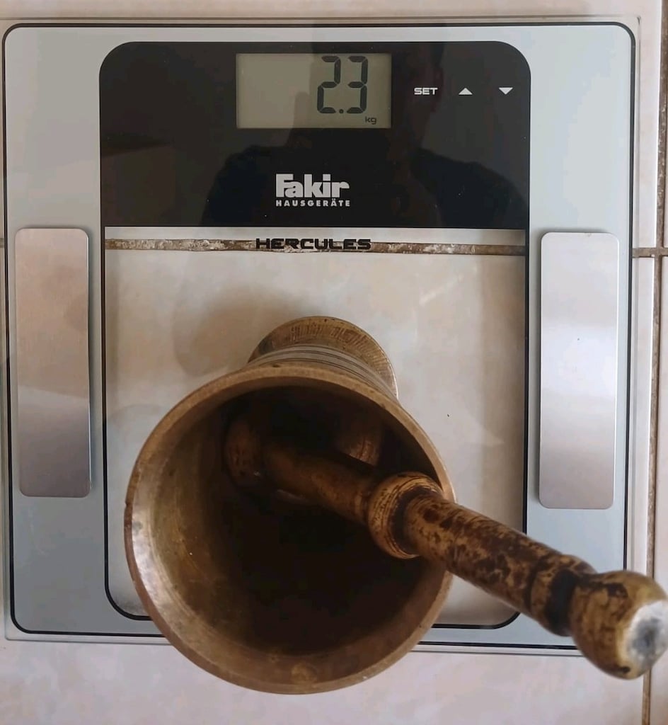 antika pirinç havan 2300 gram - 2