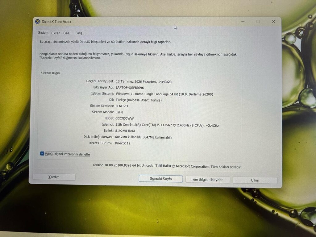 LENOVO LAPTOP İ5 11.NESİL 8 GB RAM 256 GB IŞIKLI KLAVYE - 7