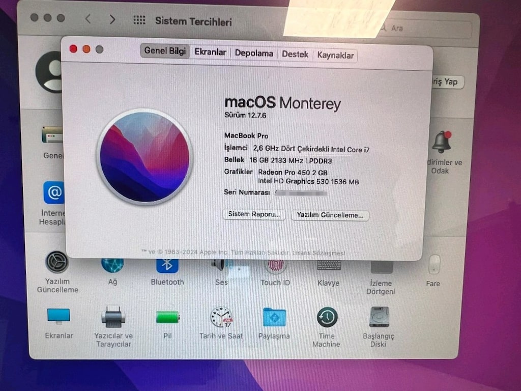 macbook pro 2016 i7 6700hq a1707 2gb ekran kartli laptop - 2