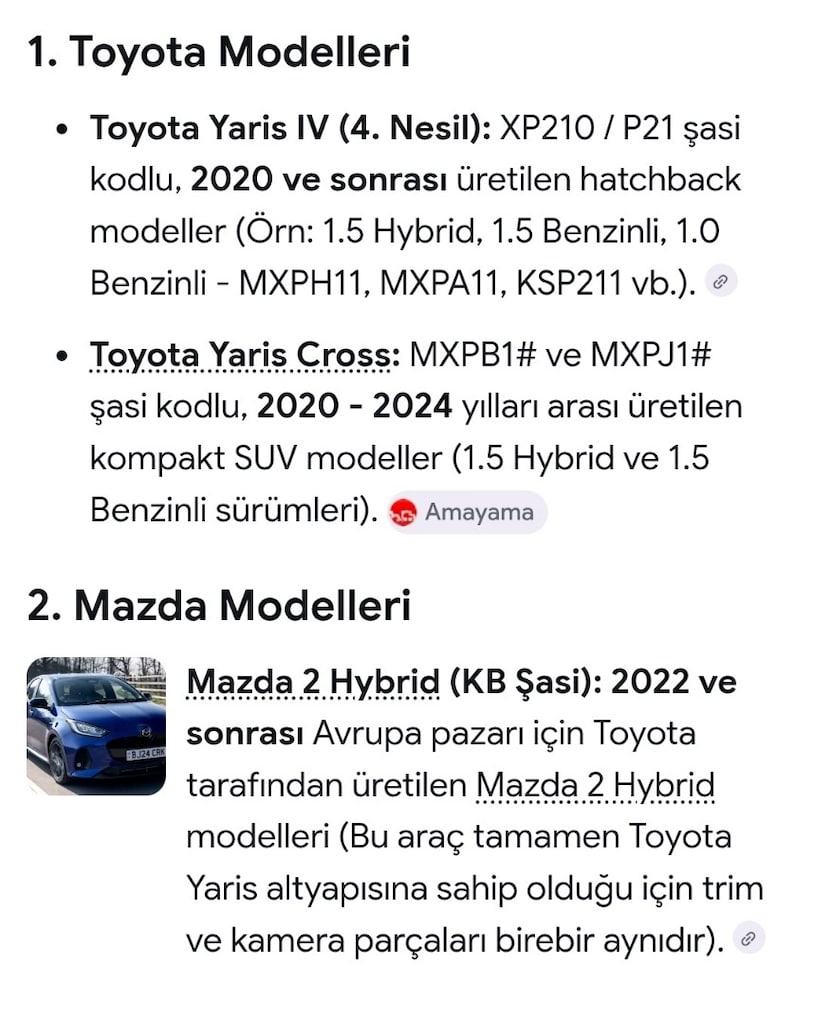 TOYOTA YARİS- CROS 2020-2026 İÇ DİKİZ AYNA VE ÖN KAMERA KAPAĞI - 10