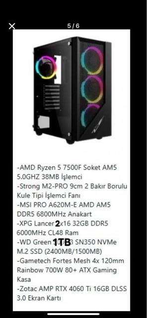 komple sıfır ayarında sadece kasa 4060 Tİ 16 GB