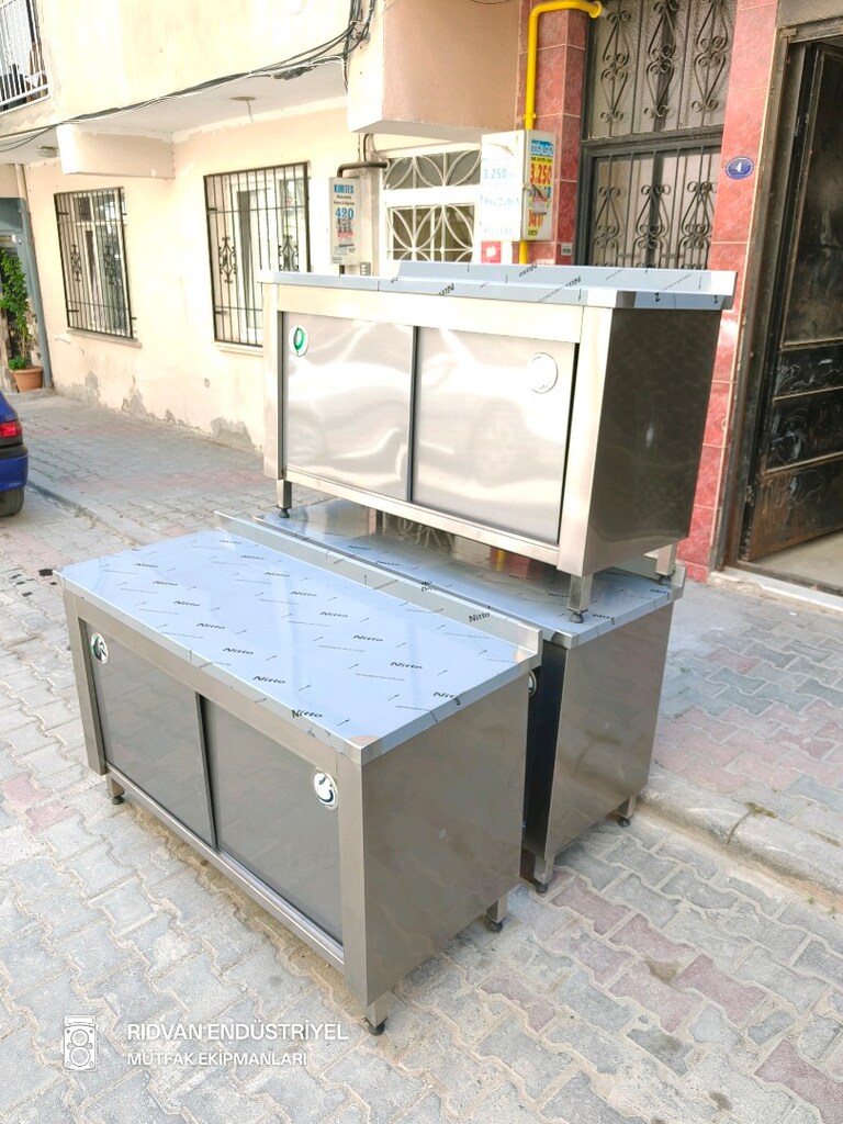 140 cm krom tezgah endüstriyel hazır mutfak krom çalışma tezgahı - 2