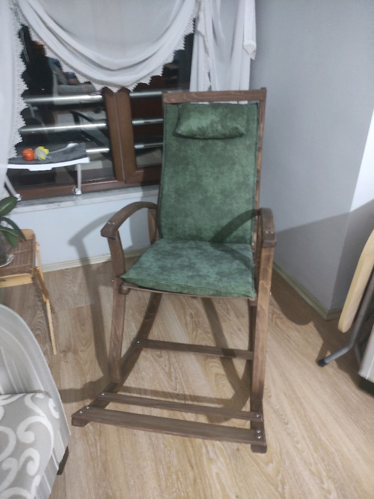 Emideco Ahşap Sallanır Sandalye, Sallanan Dinlenme Sandalyesi, Haki - 3