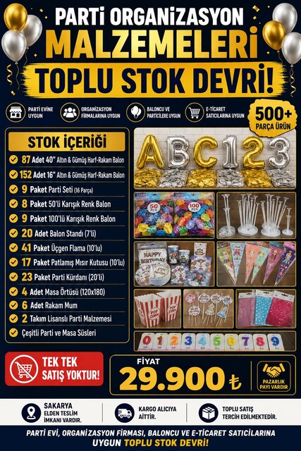 PARTİ MALZEMELERİ TOPLU STOK DEVRİ