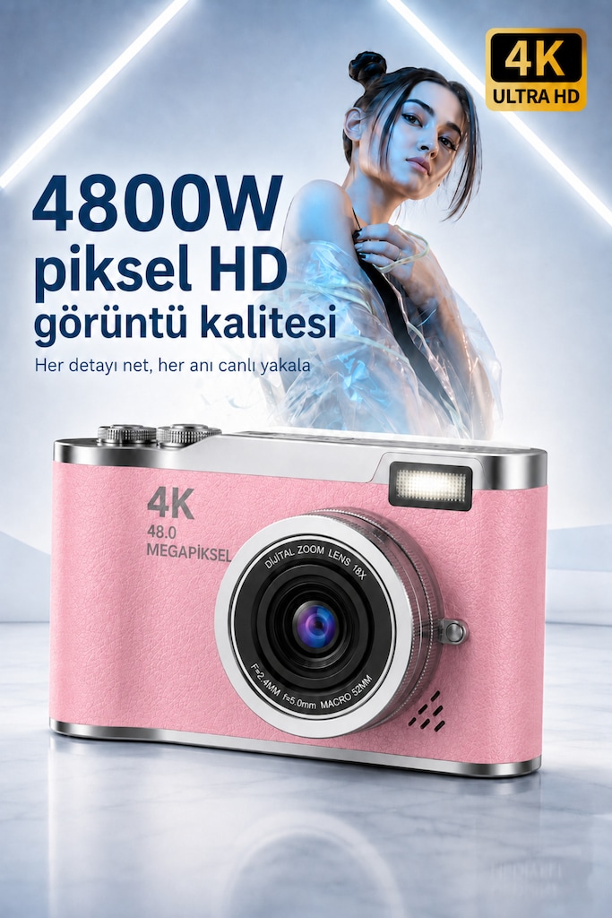 4K Dijital Fotoğraf Makinesi 48MP Flip Ekranlı 8X Zoom Flaşlı - 6