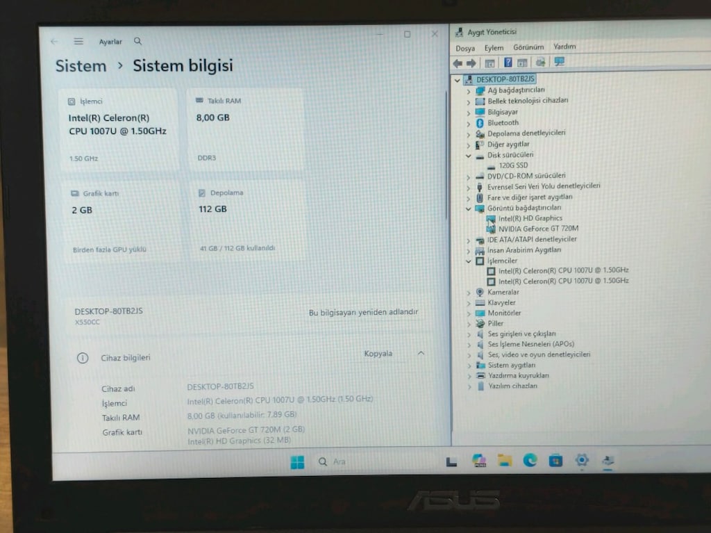 ASUS 8GB RAM 120GB SSD BATARYA SAĞLAM LAPTOP - 3