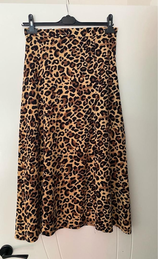 leopar desenli etek yırtmaçlı - 3