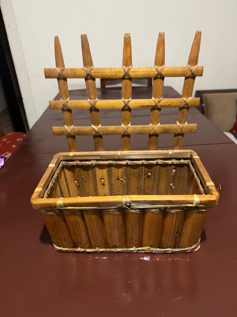Vintage El Yapımı Bambu Saksılık Sepet