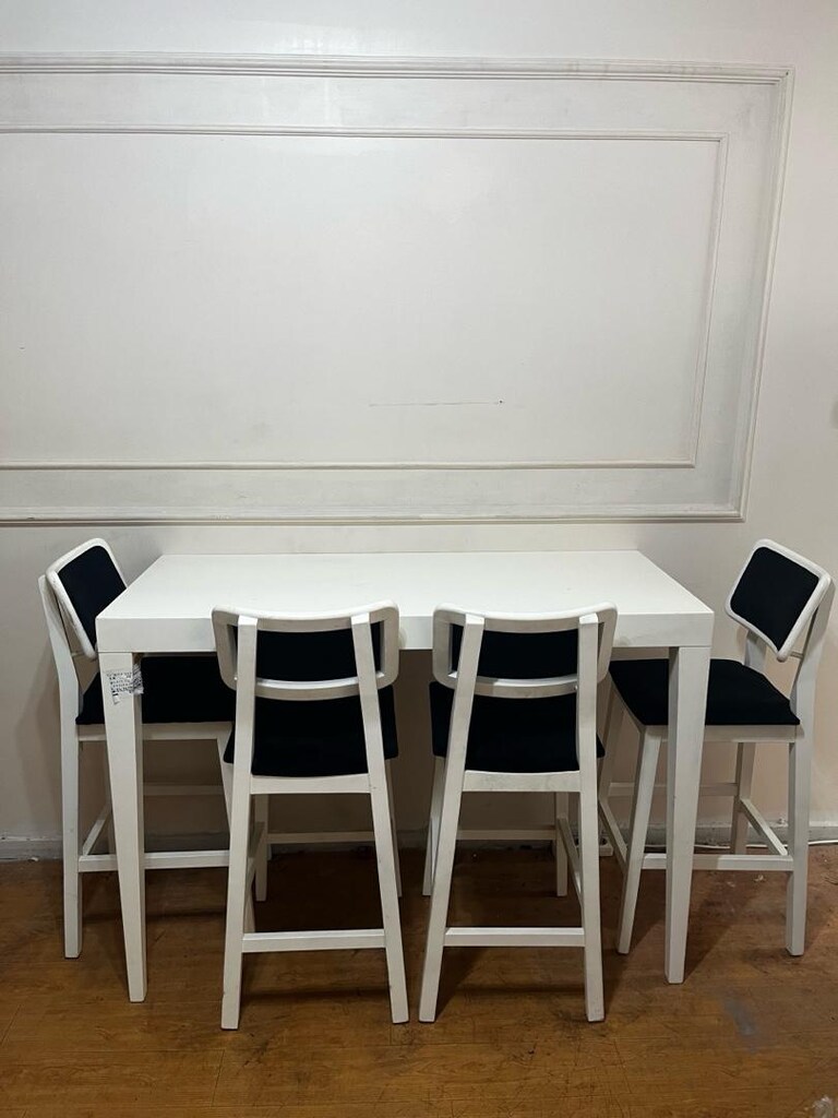 Beyaz Yemek Masası ve Sandalyeler bar masası - 6