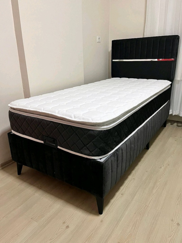 tek kişilik baza başlık pedli yatak - 3