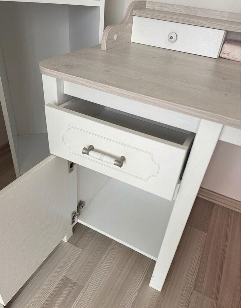medefe çalışma masası alfemo modern temiz çalışma masası beyaz& ahşap - 6