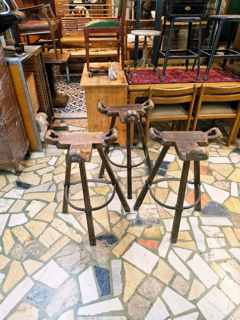 vintage ispanyol bar taburesi. 3 adet. - 4