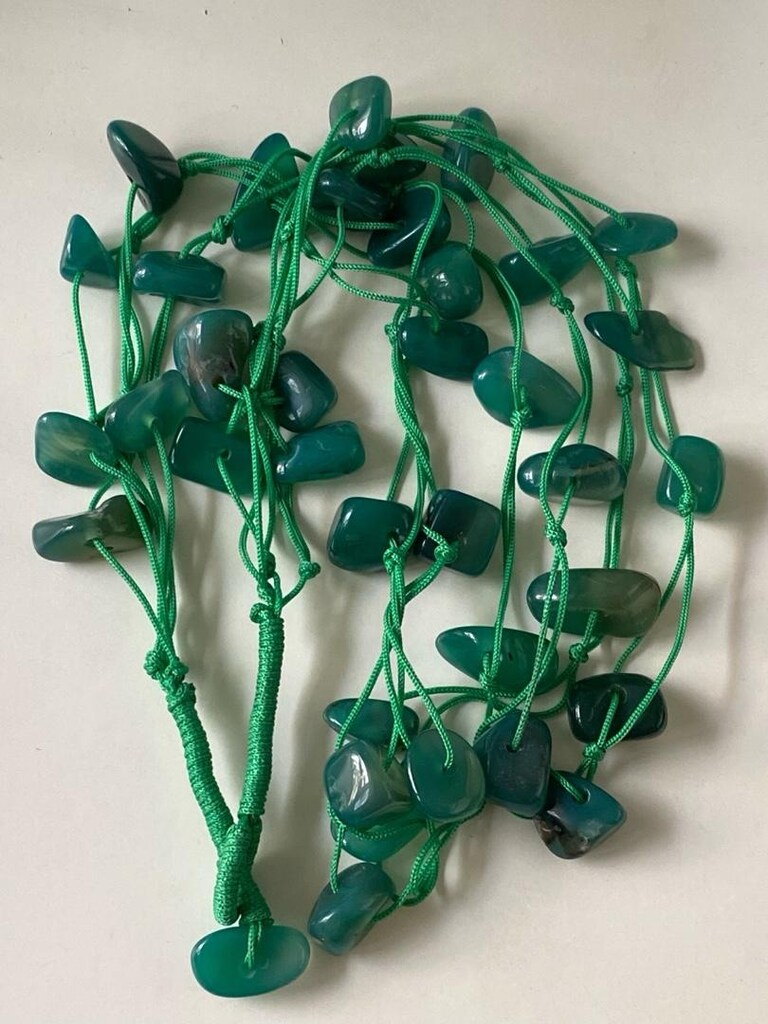 YEŞİL AKİK Vintage Doğaltaş Kolye - 15