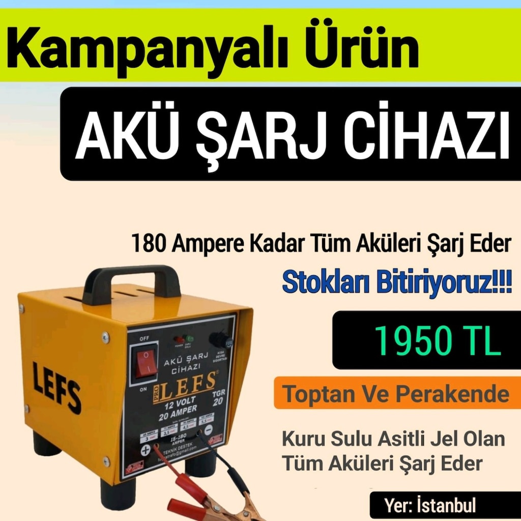 AKÜ ŞARJ CİHAZI 12 VOLT 20 AMPER 180 AMPER