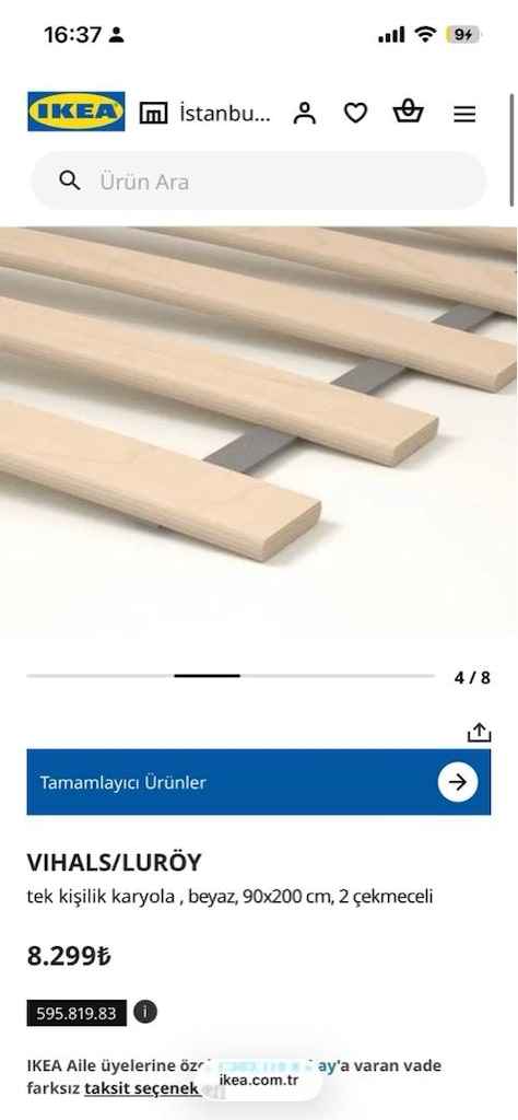 IKEA VIHALS/LURÖY Tek Kişilik Karyola (90x200) – 2 Çekmeceli - 4