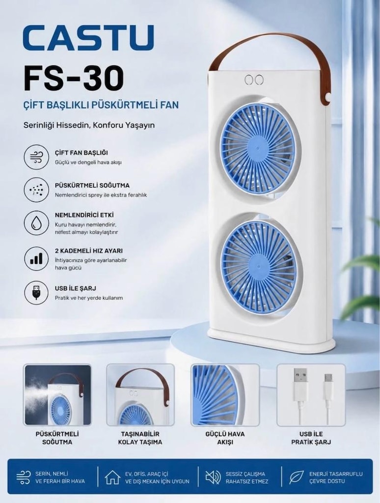 RGB IŞIKLI ÇİFT VANTİLATÖR FS-30(SIFIR) - 2