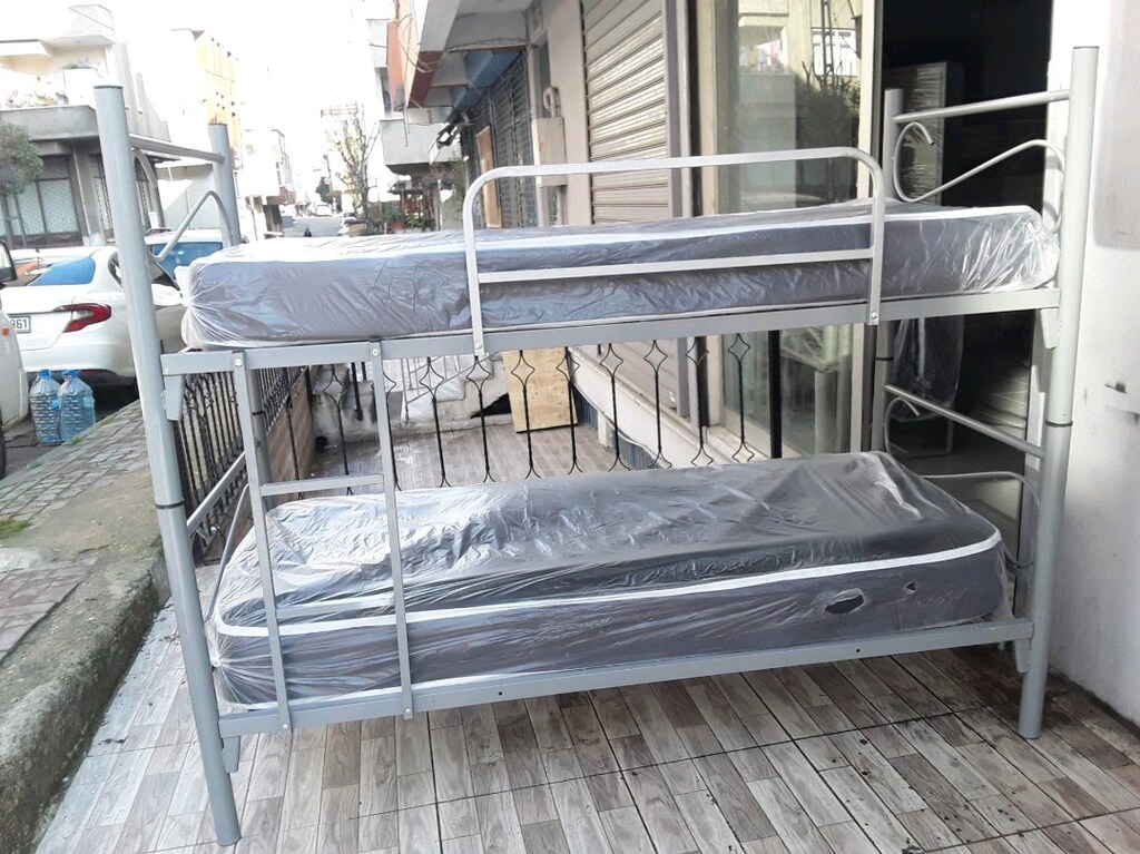 İKİ KATLI GRI RANZA 2 YATAK ÜCRETSİZ TESLİMAT - 3