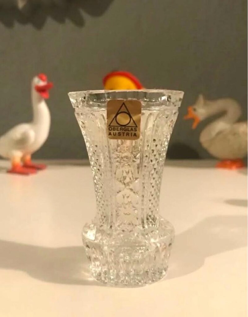 AVUSTURYA ETİKETİ ÜZERİNDE MİNYATÜR KRİSTAL VAZO - 5