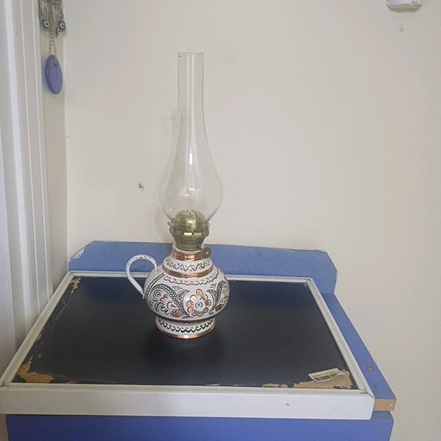 gaz lambası baķır işlemeli